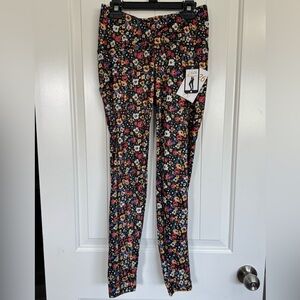 Lit 26 Floral Print Leggings Small Black Red High Rise 26” Inseam NWT